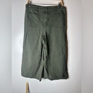 Wide Leg Crop J Crew Point Sur 32 Olive Green Cotton Patch Pockets